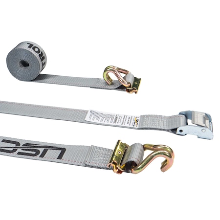 Us Cargo Control 2'' X 16' Gray E-Track Cam Straps w/Spring E-Fittings and Wire Hooks C316SEFWH-GRY